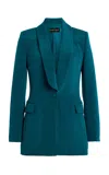 Sergio Hudson Long Shawl Silk-satin Blazer In Blue
