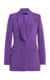 Sergio Hudson Long Shawl Silk-satin Blazer In Purple