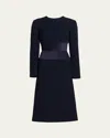 Sergio Hudson Long-sleeve A-line Midi Dress In Blue