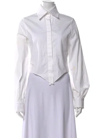 Pre-owned Sergio Hudson Long Sleeve Button-up Top In White