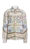 Sergio Hudson Multi-printed Embroidered Cotton Top In Multi