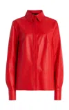 Sergio Hudson Neck Tie Leather Top In Red