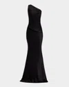 Sergio Hudson One-shoulder Bias Silk Gown In Black