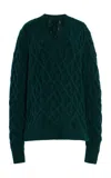 Sergio Hudson Oversized Cable Knit Cashmere Sweater In Dark Green