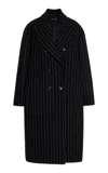 Sergio Hudson Oversized Double Breasted Wool Coat In Stripe