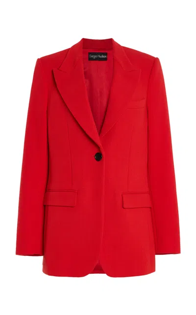 Sergio Hudson Padded Wool Crepe Blazer In Red