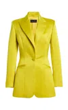 Sergio Hudson Peak Lapel Double-faced Satin Blazer In Yellow