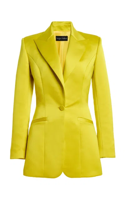 Sergio Hudson Peak Lapel Double-faced Satin Blazer In Yellow