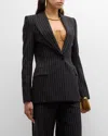 Sergio Hudson Pinstriped Wool-blend Blazer In Black Pinstripes