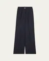 Sergio Hudson Pinstripe Wide Leg Wool Pants In Navy Pink Stripe