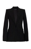 Sergio Hudson Pinstriped Wool-blend Blazer In Black