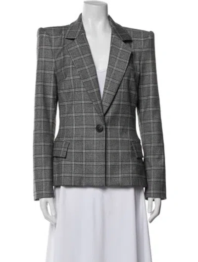 Pre-owned Sergio Hudson Plaid Print Blazer In Gray