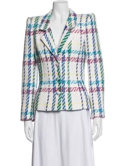 Pre-owned Sergio Hudson Plaid Print Blazer W/ Tags In White