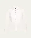 Sergio Hudson Pleated Bib Tuxedo Shirt In Optic White