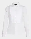 Sergio Hudson Pleated Bib Tuxedo Shirt In Optic White