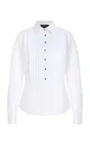 Sergio Hudson Pleated Cotton Tuxedo Shirt In White