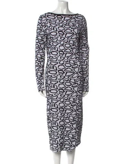 Pre-owned Sergio Hudson Printed Midi Length Dress In White