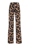 Sergio Hudson Printed Silk Crepe Mid-rise Bootleg Pants In Animal Print