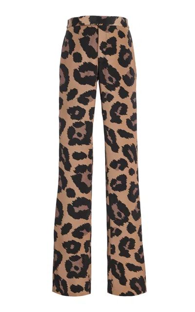 Sergio Hudson Printed Silk Crepe Mid-rise Bootleg Pants In Animal Print