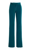 Sergio Hudson Printed Silk Crepe Mid-rise Bootleg Pants In Blue