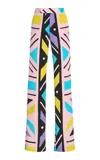 Sergio Hudson Printed Silk Crepe Mid-rise Bootleg Pants In Multi