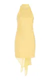 Sergio Hudson Sashed-halter Neck Silk Dress In Yellow
