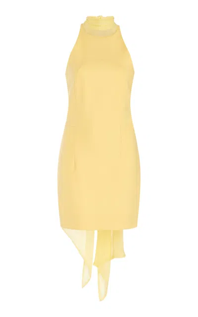 Sergio Hudson Sashed-halter Neck Silk Dress In Yellow