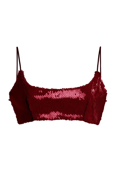 Sergio Hudson Sequin Bandeau Top In Red