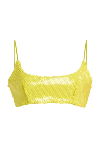 Sergio Hudson Sequin Bandeau Top In Yellow
