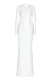 Sergio Hudson Sequined Backless Gown In White