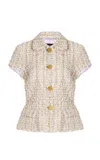 Sergio Hudson Short Sleeve Tweed Jacket In Multi