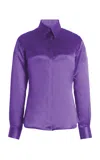 Sergio Hudson Silk-crepe Button Down Blouse In Purple