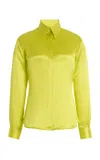 Sergio Hudson Silk-crepe Button Down Blouse In Yellow