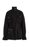 Sergio Hudson Silk Faille Utility Jacket In Black