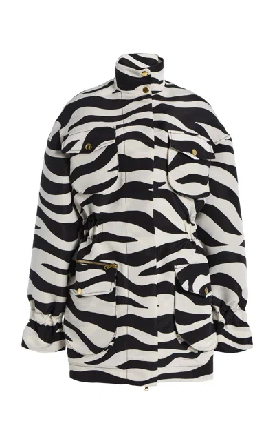 Sergio Hudson Silk Faille Utility Jacket In White