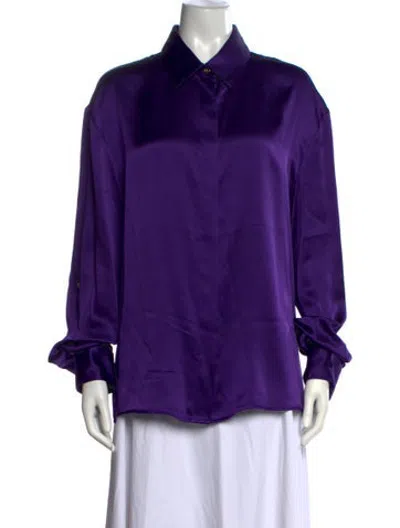 Pre-owned Sergio Hudson Silk Long Sleeve Top In Purple