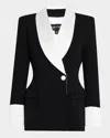 Sergio Hudson Silk Shawl-lapel Combo Double-breasted Blazer In Ebony  Optic White