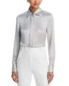 Sergio Hudson Button-down Silk Blouse In Silver