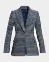 Sergio Hudson Single-breasted Denim Jacquard Blazer Jacket In Animal Print