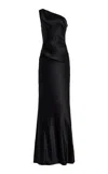 Sergio Hudson Single Shoulder Silk Gown In Black