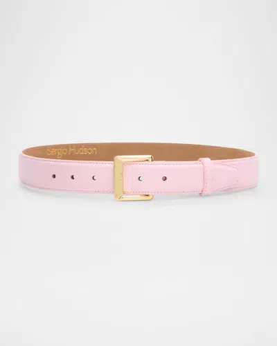 Sergio Hudson 1 Square Buckle Belt In Pink