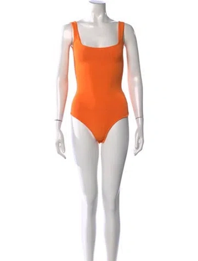 Pre-owned Sergio Hudson Square Neckline Sleeveless Bodysuit In Orange