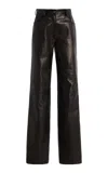 Sergio Hudson Straight Leg Leather Pants In Black