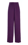 Sergio Hudson Straight Leg Wool Trousers In Purple