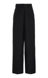 Sergio Hudson Straight Leg Wool Trousers In Stripe