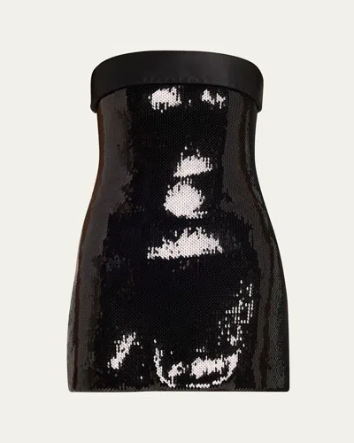Sergio Hudson Strapless Sequined Mini Dress In Black