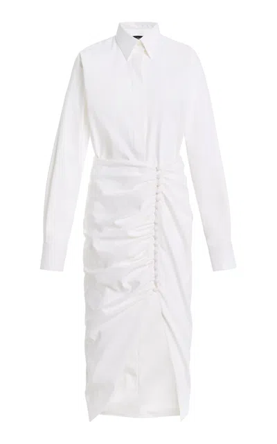 Sergio Hudson Stretch Cotton Button-skirt Midi Shirtdress In White