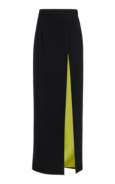 Sergio Hudson Stretch Crepe Maxi Pencil Skirt With Slit In Black