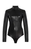 Sergio Hudson Stretch Leather Bodysuit In Black
