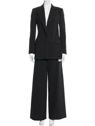 Pre-owned Sergio Hudson Striped Pantsuit In Black